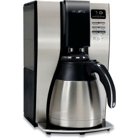 United Stationers Supply 2131962 Mr. Coffee® Thermal Programmable Coffee Maker, Stainless Steel, 10 Cups, Black image.