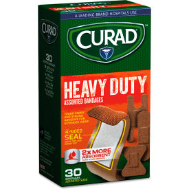 United Stationers Supply CUR14924RB Curad® Heavy Duty Bandages, Assorted Sizes, Beige, Pack of 30 image.