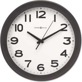 Howard Miller Clock Co 625485 Howard Miller Kenwick Wall Clock, 13.5" Overall Diameter, Black Case, 1 AA image.
