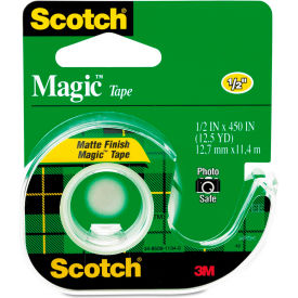3m 104****** Scotch® Magic Tape w/Refillable Dispenser, 1/2" x 450", Clear image.