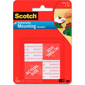 3m 108 Scotch® Precut Foam Mounting 1" Squares, Double-Sided, Removable, 16/Pack image.
