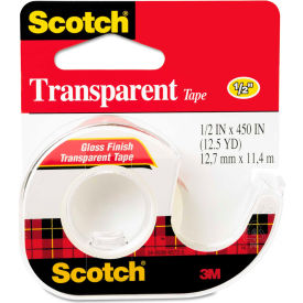 3m 144 Scotch® Transparent Tape in Hand Dispenser, 1/2" x 450", Clear image.