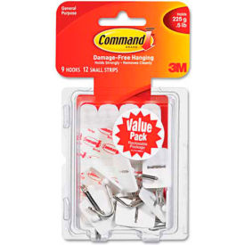3M 170679ES 3M Command™ General Purpose Hooks, Small, Holds 1/2-lb, White, 9/Pack image.