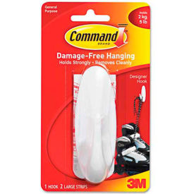 3M Command General Purpose Hooks, Large, 5-lb Capacity, Plastic, White