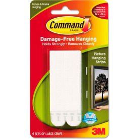 3m 17206ES 3M Command™ Picture Hanging Strips, 1/2" x 3 5/8", White, 4/Pack image.