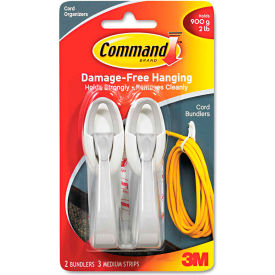 3m 17304ES 3M™ 17304ES Command™ Strips and Cord Bundlers, White, Pack of 2 image.