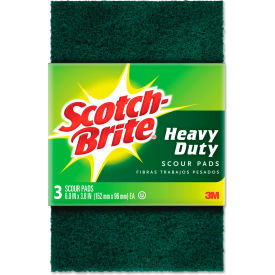 3M 22310CT Scotch-Brite® Heavy-Duty Scour Pad, 3-3/4"WX6"L, Green, 3/Pack, 10 Packs/Carton image.