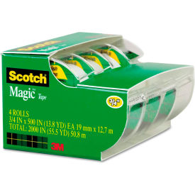 3m 4105 Scotch® Magic Tape & Refillable Dispenser, 3/4" x 300", 1" Core, 4/Pack image.