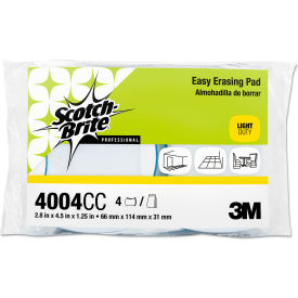 3M 55658 Scotch-Brite® Easy Erasing Pad 4004, 2 4/5 X 4 1/2 X 1 1/5, Blue/White, 4 Per Pack image.