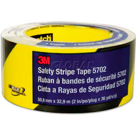3m 7010335133 3M™ 5702 Caution Stripe Tape, 2"W x 108L, Black/Yellow, 1 Roll image.