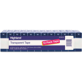 3m 5910K12 Highland™ Transparent Tape, 3/4" x 1000", 1" Core, Clear, 12/Pack image.