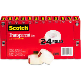 3m 600K24 Scotch® Transparent Tape, 3/4" x 1000", 1" Core, Clear, 24/Pack image.