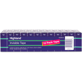 3m 6200K12 Highland™ Invisible Tape, 3/4" x 1000", 1" Core, 12/Pack image.