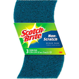 3M 62310 Scotch-Brite® Non-Scratch Scour Pads, Size 3 X 6, Blue, 10/Carton image.