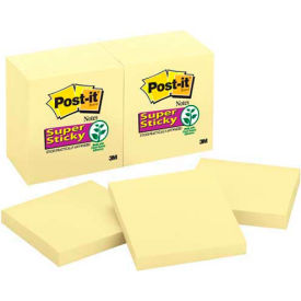 3m 65412SSCY Post-it® Super Sticky Notes, 3 x 3, Twelve 90-Sheet Pads/Pack, Canary Yellow image.