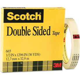 3m 665121296 Scotch® Double Sided Office Tape, 1/2" x 36 yards, 3" Core, Clear image.