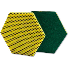 3M 96HEX Scotch-Brite® Dual Purpose Scour Pad, 5" X 5", Green/Yellow, 15/Carton image.