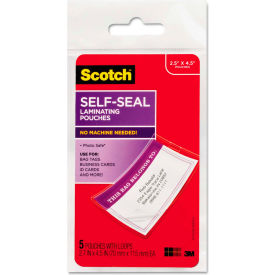 3M LS8535G Scotch® Self-Sealing Laminating Pouches, 12.5 mil, 2 13/16 x 4 9/16, Luggage Tag, 5/Pack image.