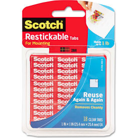 3m R100 Scotch® Restickable Mounting Tabs, 1" x 1", 18/Pack image.