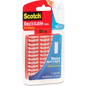 3m R101 Scotch® Restickable Mounting Tabs, 1" x 3", Clear, 6/Pack image.