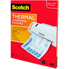 3M TP3854100 Scotch® Letter Size Thermal Laminating Pouches, 3 mil, 11 1/2 x 9, 100 per Pack image.