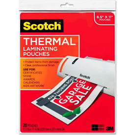 Scotch Letter Size Thermal Laminating Pouches, 3 mil, 11 1/2 x 9, 20/Pack