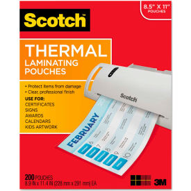 Scotch Letter Size Thermal Laminating Pouches, 3 mil, 11 2/5 x 8 9/10, 200 per Pack