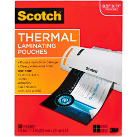 Scotch Letter Size Thermal Laminating Pouches, 3 mil, 11 1/2 x 9, 50/Pack