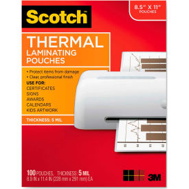 3M TP5854100 Scotch® Letter Size Thermal Laminating Pouches, 5 mil, 100/Pack image.