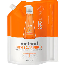United Stationers Supply MTH01165CT Method® Dish Soap Refill, Clementine Scent, 36 oz. Pouch, 6/Case image.