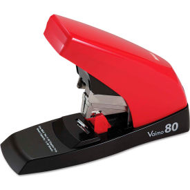 Max Vaimo 80 Heavy-Duty Flat-Clinch Stapler, 80-Sheet Capacity, Red/Brown