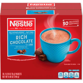 Nestl No-Sugar-Added Hot Cocoa Mix Envelopes, Rich Chocolate, 0.28 oz Packet, 30/Box