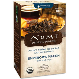 Numi NUM10350 Numi® Organic Pu-Erh Tea, Emperors Pu-Erh, Single Cup Bags, 0.125 Oz 16/Box image.