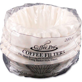 Coffee Pro Basket Filters for Drip Coffeemakers, 10 to 12 Cups, White, 200 Filters/Pack