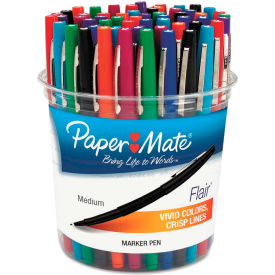 Paper Mate 4651 Paper Mate® Flair Felt Tip Marker Pen, Assorted Ink, Medium, 48 Pens/Set image.