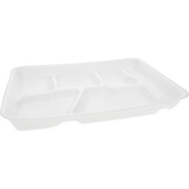 United Stationers Supply 0TH10601SGBX Pactiv Evergreen™ Foam School Tray w/ 6 Compartment, White, Pack of 500 image.