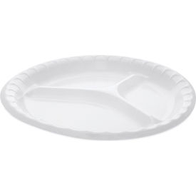 United Stationers Supply 0TK10044000Y Pactiv Evergreen™ Placesetter Deluxe Foam Plate w/ 3 Comp., 10-1/4" Dia., White, Pack of 540 image.