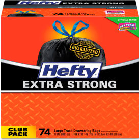 United Stationers Supply E85274 Hefty® Ultra Strong Tall Kitchen and Trash Bags, 30 Gal, 1.1 mil, 30" x 33", Black, 74/Box image.