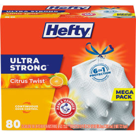 United Stationers Supply PCTE88354CT Hefty® Ultra Strong Scented Tall White Kitchen Bags, 13 gal, 0.9 mil, White, 240/Carton image.