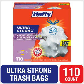 United Stationers Supply PCTE88366 Hefty® Ultra Strong Scented Tall White Kitchen Bags, 13 gal, 0.9 mil, White, 110/Box image.