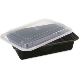 United Stationers Supply NC888B VERSAtainer Microwavable Containers, 38 oz., 6" x 8-1/2" x 2" - 150 Pack image.