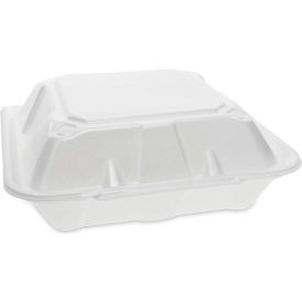 United Stationers Supply YTD199030000 Pactiv Evergreen™ Container w/ 3 Compartment, 9-1/8"L x 9"W x 3-1/4"H, White, Pk of 150 image.