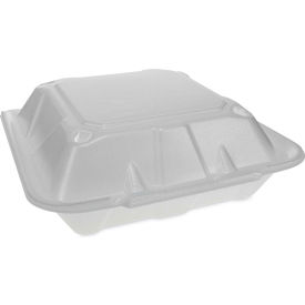 United Stationers Supply YTD19903ECON Pactiv Evergreen™ Container w/ 3 Compartment, 9-1/8"L x 9"W x 3-1/4"H, White, Pack of 150 image.