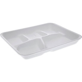 United Stationers Supply YTH10500SGBX Pactiv Evergreen™ Foam School Tray w/ 5 Compartment, White, Pack of 500 image.
