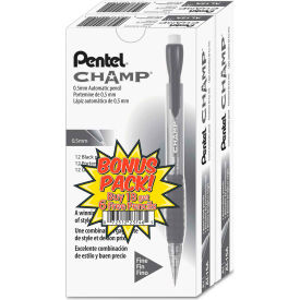 Pentel AL15ASW2 Pentel® Champ Mechanical Pencil, 0.5 mm, HB (#2.5), Black Lead, Translucent Black Barrel, 24/Pk image.