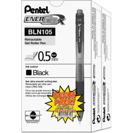Pentel BLN105ASW2 Pentel® EnerGel-X Retractable Gel Pen, 0.5mm Needle Tip, Black Ink/Barrel, 24/Pack image.