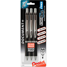 Pentel BLP77BP3A Pentel® EnerGel PRO Retractable Gel Pen, Medium 0.7mm, Black Ink/Barrel, 3/Pack image.