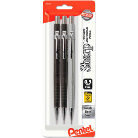 Pentel P205MBP3M Pentel® Sharp Mechanical Pencil, 0.5 mm, HB (#2.5), Black Lead, (2) Graphite, (1) Silver, 3/Pk image.