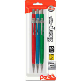 Pentel P205MBP3M1 Pentel® Sharp Mechanical Pencil, 0.5 mm, HB (#2.5), Black Lead, Assorted Barrel Colors, 3/Pack image.