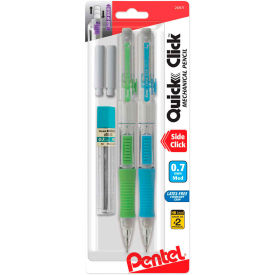 Pentel PD217LEBP2 Pentel® QUICK CLICK Mechanical Pencil, 0.7 mm, HB (#2.5), Black Lead, Asstd Barrel Colors, 2/Pk image.